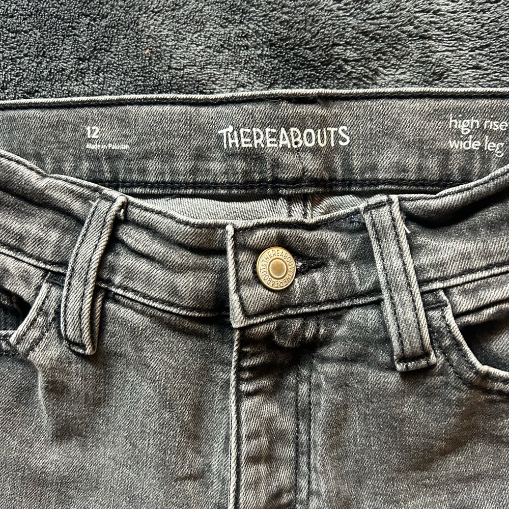 Thereabouts Gray High Rise Wide Leg Jeans Kids size 12